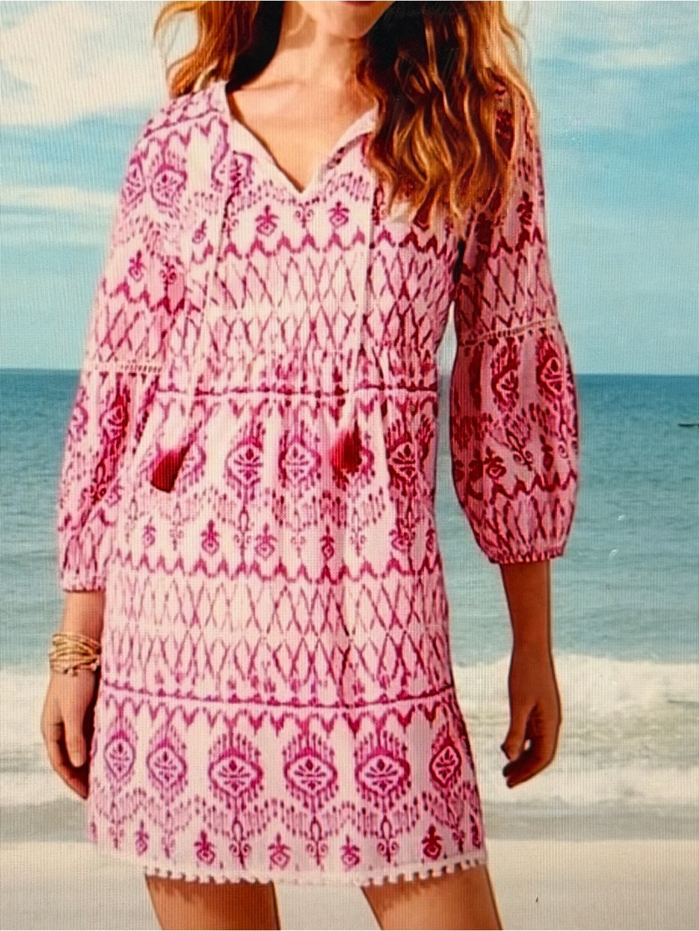 Tommy Bahama I cat tropics three-quarter sleeve dress cover up.